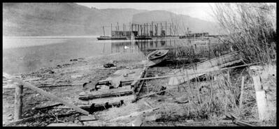 Old raft used by the Weeks children for swimming at Okanagan Landing
