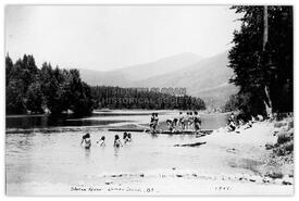 Group of Japanese children swimming in Slocan River, Lemon Creek Japanses internment camp