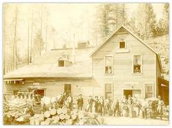 Group of men standing outside Elkhorn Brewery