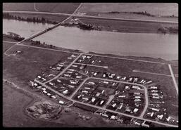 Aerial view of Pritchard Bridge and a mobile home park
