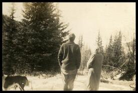 Mrs. Curtis and Arthur Curtis looking at Mt. Gimli and Gladheim from the Arlington basin