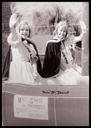 Miss Chase Queen Lisa Sample and Princess Teresa Reid riding in a car