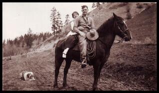 Annie Lodge and returned W.W. I. solider at Hanthorpe ranch