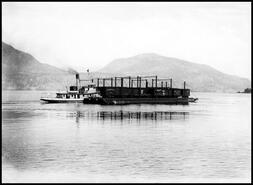 S.S. Castlegar hauling a C.P.R. barge on Okanagan Lake