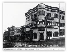 Rendell Block and other stores, Copper St., Greenwood