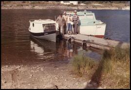 Pete Martin and friends on dock at Sicamous Narrows