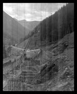 Construction of snow sheds in Rogers Pass