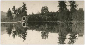 A.M. Chisholm boat house in Hidden Bay on Lake Windermere