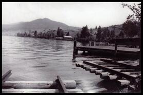 Looking up the lake towards the cannery and Spion Kopje from Okanagan Centre wharf