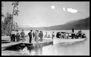 People boarding Ole Johnson's steamboat