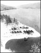 Aerial view of internment camp on Mara Lake