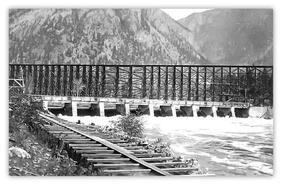 Dam, water flume and Great Northern trestle