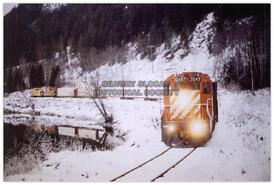 C.P.R. train in winter, lower Slocan Valley