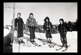 Children on skis at Nickel Plate ski hill;