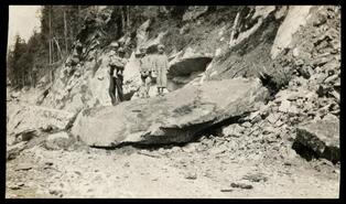 First rock slide on Slocan - Silverton Road