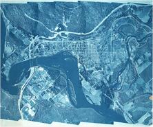 Aerial blueprint of Revelstoke area with elevation contours