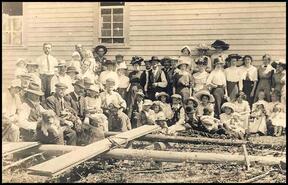 School house repair bee/picnic at Waneta School in the Pend d'Oreille Valley