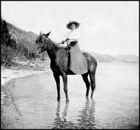 Ellen Ellison on horseback, Rattlesnake Point