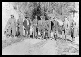 Vernon Internment Camp officers with escapees