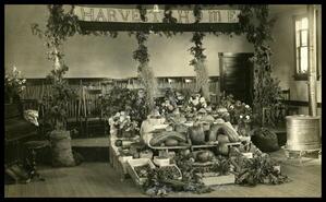 "Harvest Home" display of fruits and vegetables