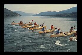 Canoe races on Kalamalka Lake during B.C. Summer Games