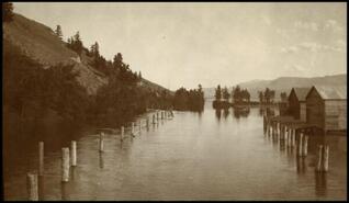 Boat houses and wharfs on Columbia River, Athalmer