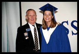 Legion member Bill Inglis with scholarship winner Tanya Warden at Vernon Secondary School