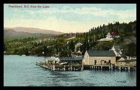 Postcard of Peachland taken from a departing sternwheeler