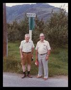 Frank & George Manery under sign in Cawston