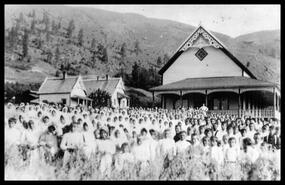 Large group at Doukhobor prayer meeting at Grand Forks, B.C.
