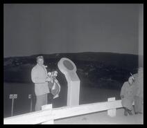 B.C. surveyor Albert E. Ashcroft unveiling monument to Ashcroft at Highway 97 Lookout