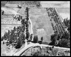 Aerial view of Pleasant Valley Road and Pleasant Valley Cemetery
