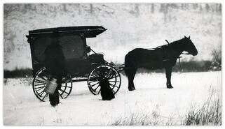 Robert Forrester with milk wagon