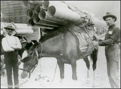 Hauling pipes to the mines