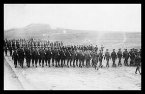 172nd Rocky Mountain Rangers battalion parade in dress uniforms, Camp Vernon