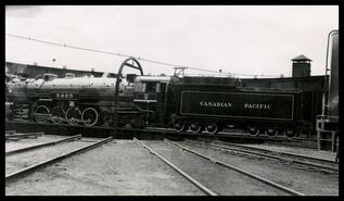 [C.P.R. engine #5905 on railway turntable at Revelstoke]