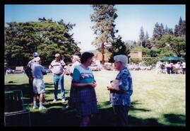 Joyce Short and Mary Carter Jeglum talking in the park