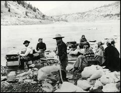 [First Nations group on the bank of the Fraser River]