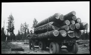 1930's Dodge with mixed load of fir and ponderosa pine in Okanagan