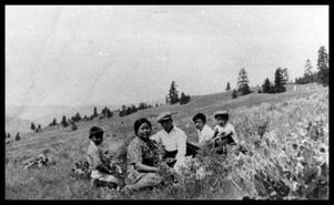 Group of Japanese people having a picnic