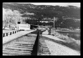 Oyama C.N.R. railway tracks and packing house looking east from the "Station"