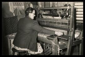 Mrs. Hong at weaving loom