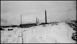 View of smelter in winter, looking south