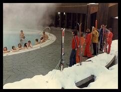 Skiers at Nakusp Hot Spring, 1960s