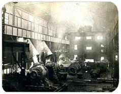 Postcard of the converter room at the Granby smelter