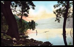 Hand coloured view of Little Shuswap Lake