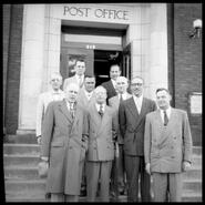 Mayor Walter Hardman and members of city council in front of the post office