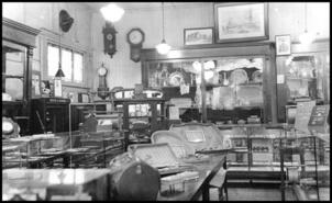Interior of Hodge's Jewellery in Lymington building, 1920s