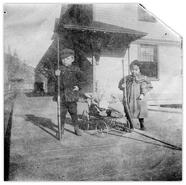George, Hazel, and Grace Redpath on the platform of train station