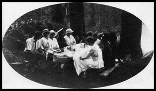 Vernon soldiers in uniforms at a picnic